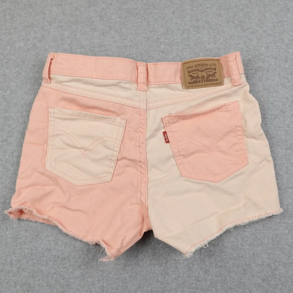 Levis High Rise Shorts Girls 12 Reg Pink Denim Two Tone Colorblock Casual Cute